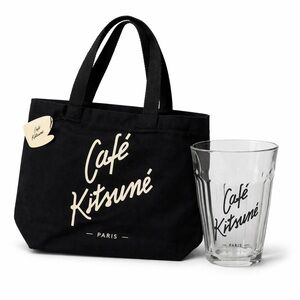 MAISON KITSUNE Black and Cream Tote Bag and CAFE KITSUNE 360cc GLASS